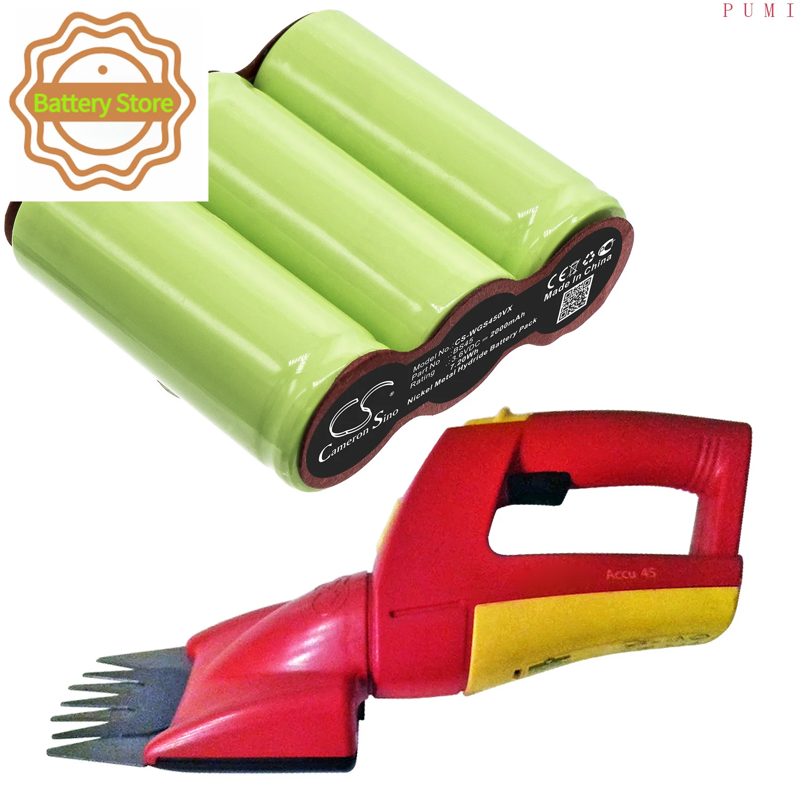 CS Replacement Battery for Wolf Garten Rasenschere,Grass Shears Accu 45 Serie B-D PN:BS45,BF13806 801527,7084 2000mAh / 7.2Wh