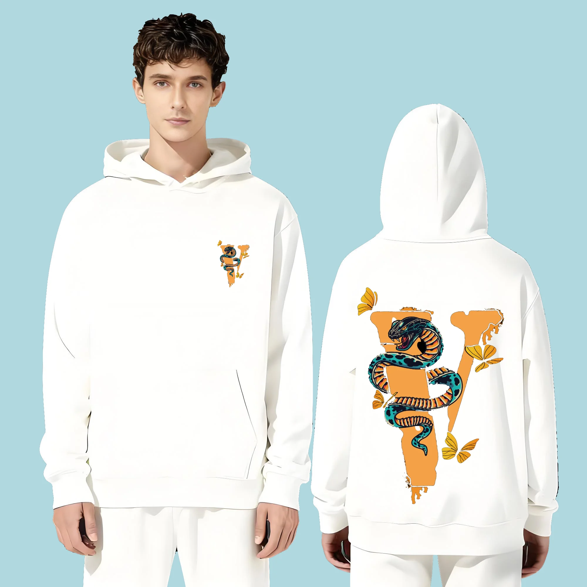 

This 2025 new stylish and versatile T-shirt is suitable for both men and women featuring snake and yellow letter prints