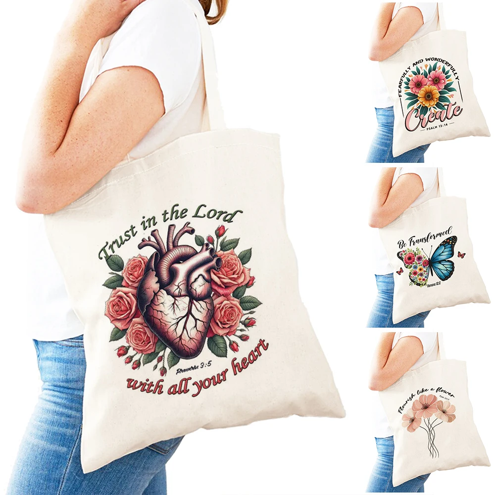

Vintage Flower Heart Women Shopper Bags Lightweight Inspirational Lady Daily use Shoulder Handbag Love Art Girl Shipping Bag