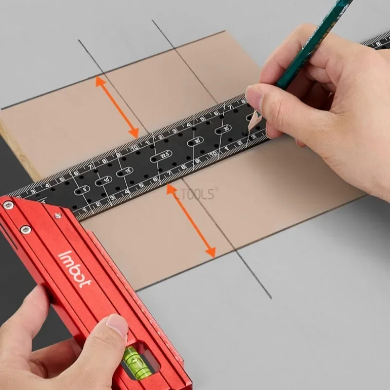 High Precision Measuring Angle Ruler Multi Functional 30cm/40cm Thicken Square Ruler Carpentry Measuring and Marking Hole Ruler