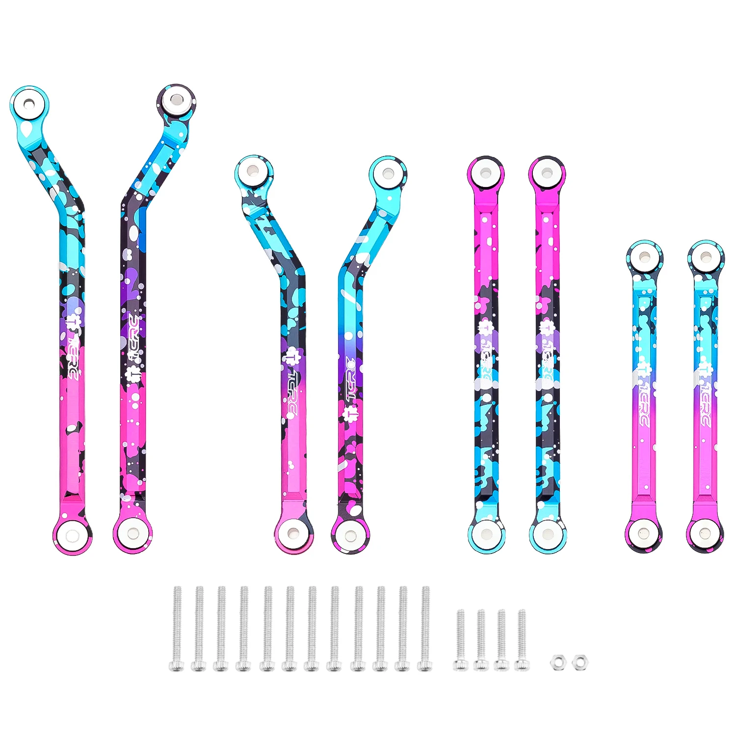 TCRC Splash Anodizing Aluminum High Clearance Chassis Links Set for Axial SCX24 Chevrolet C10 JLU Bronco 1/24 RC Crawler Car