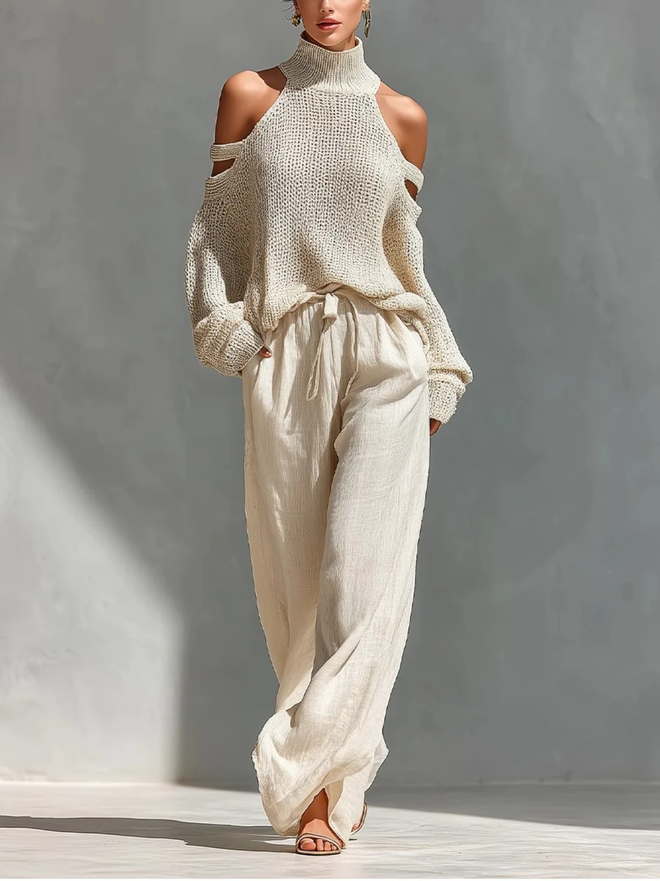 ¡Nuevo y elegante top versátil con cuello alto y hombros descubiertos para mujer! Adecuado para conjuntos de oficina, looks modernos de primavera y otoño, para ir al trabajo, viajes de negocios y vacaciones (no incluye pantalones)