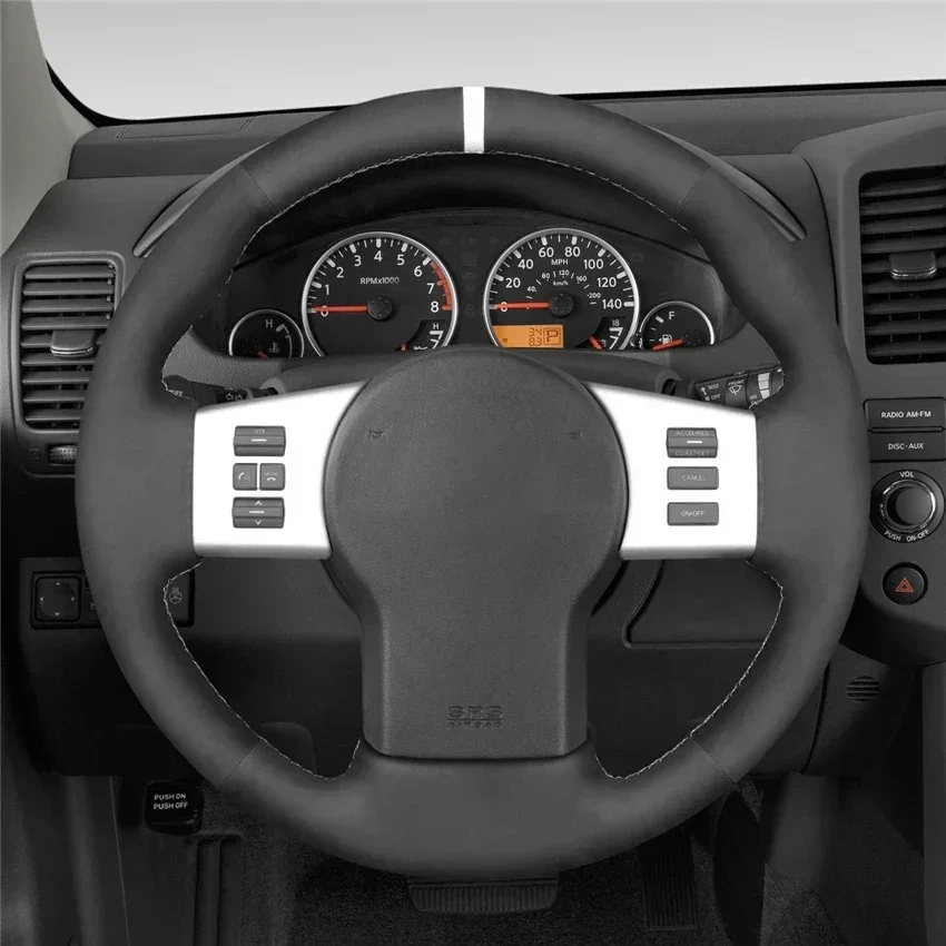 Black Artificial Suede No-slip Car Steering Wheel Cover Case For Nissan Frontier 2005-2021 Pathfinder Xterra Navara 2005-2015