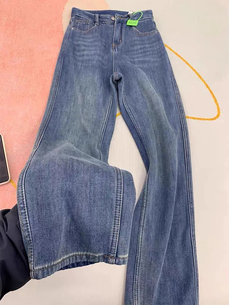 

plus Size High Waist Straight Leg Jeans Women's Spring New Loose Fit Slimming Wide Leg Pants for Pear Shaped Body