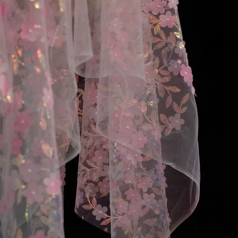 

Мягкая сетчатая марлевая ткань с маленьким цветком и блестками, шитье платья, вечернее платье, детская одежда, микроэластичная ткань «сделай сам»
