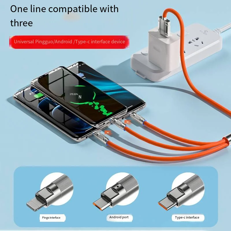 120W 3 in 1 Data Line For Huawei 6A Fast Charging Car Stall Live Hand Gift Source Manufacturers