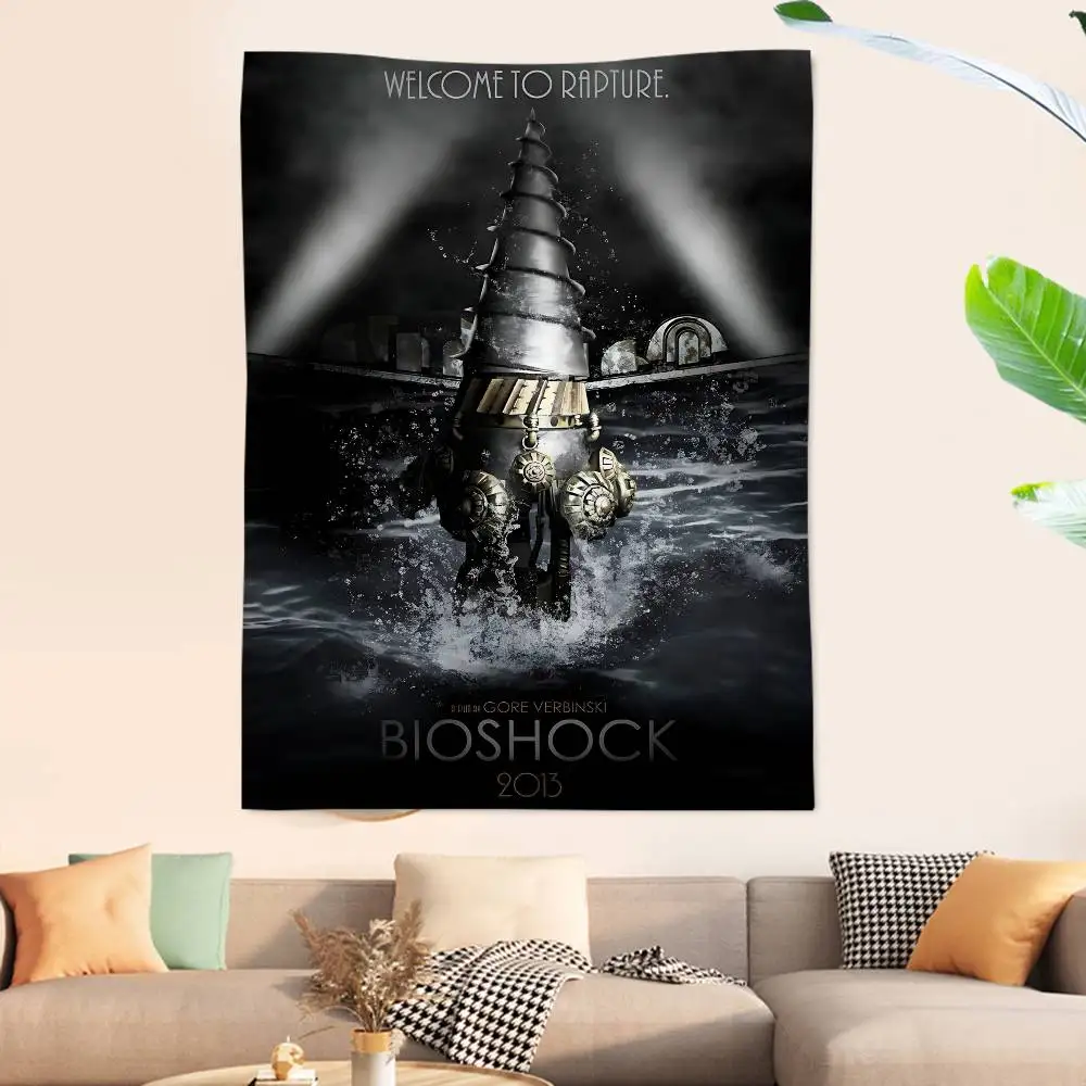 Retro B-Bioshock R-Rapture Game Printed Large Wall Tapestry Cheap Hippie Wall Hanging Bohemian Wall Tapestries Mandala Decor