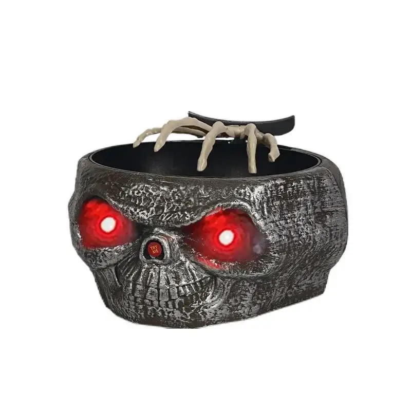 Halloween Electric Toy Candy Bowl with Jump Skull Hand Scary Eyes Party Creepy Decoration Haunted Skull Bowl Ktv Bar Horror Prop