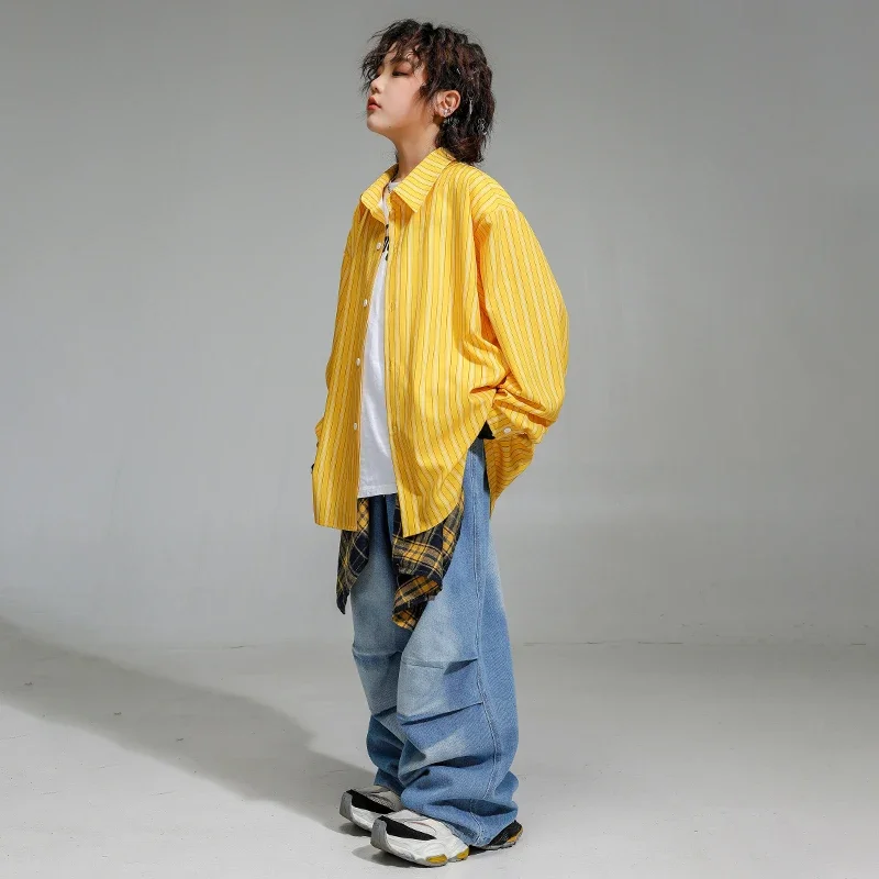 Ragazzi K-pop Abbigliamento Denim Pantaloni cargo Ragazze Hip Hop Streetwear Bambini Set di vestiti jazz Bambini Street Dance Cool Costume di scena