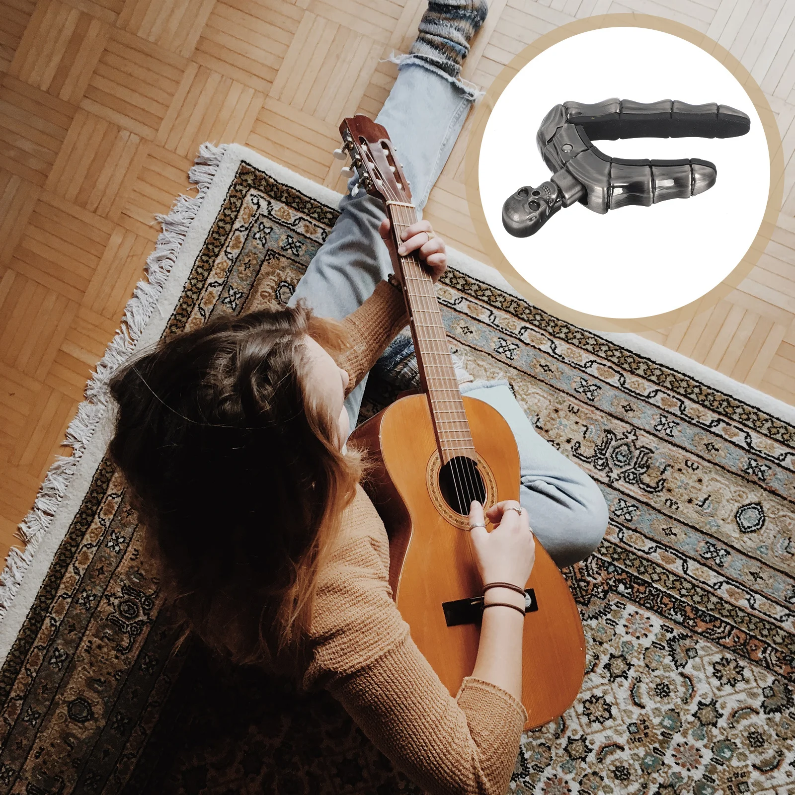 

1pcs Guitar Capo Skull Design Alloy Silicone Durable Tuning Accessory For Ukulele Portable Practical Sandhi Clip Musical