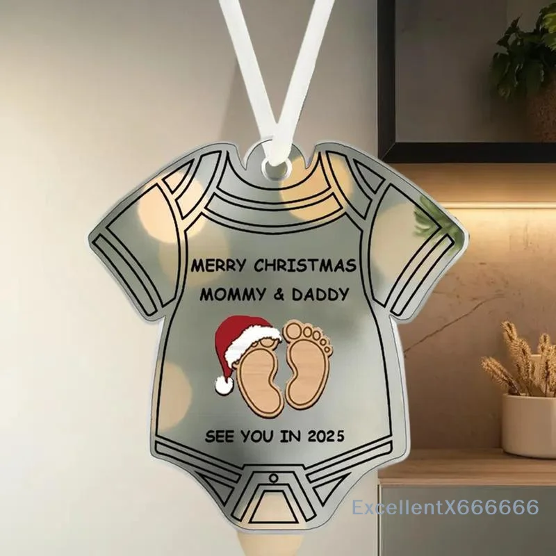 Voetafdrukken Decor "Coming Soon" - 2026 Transparant acryl hangend ornament voor babyborrels