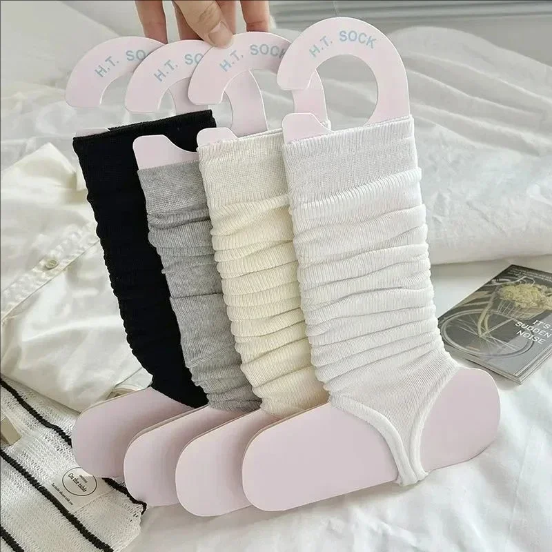 Fashion Simple Long Knee High Socks Girls Ballet Style Mid-calf Calf Socks Sun Protection Stepping on Feet JK Stockings Spring image 6