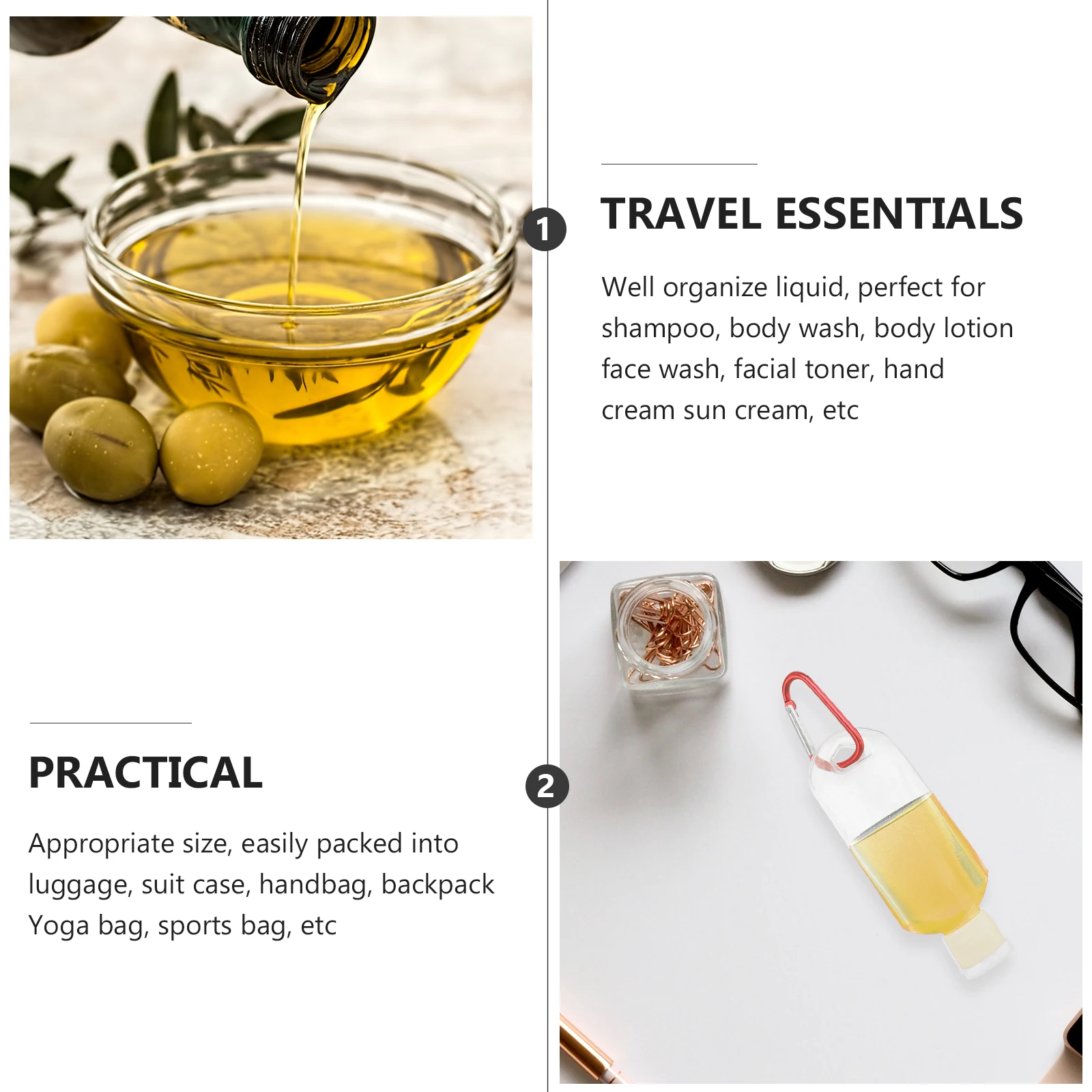 

10 Pcs Hook Bottle Jar Jars Droppers for Liquid Travel Toiletry Bottles Toiletries Portable Leak Proof