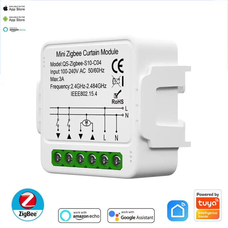 

Tuya Smart WiFi/Zigbee Curtain Module Blinds Switch Connected Roller Shutter Electric Motor Compatible with Alexa Google Home