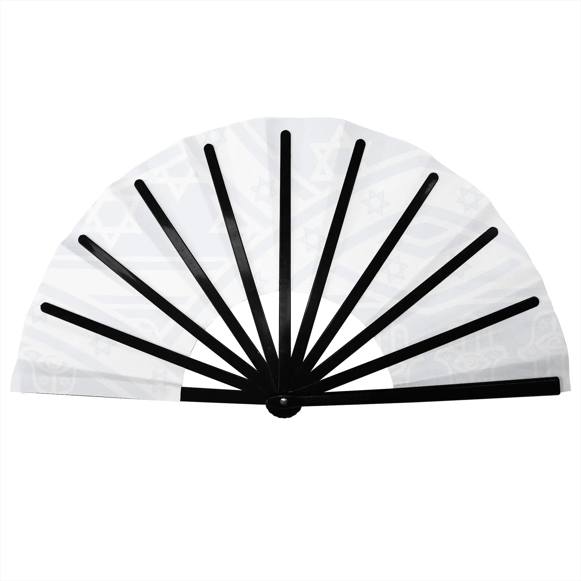 Israel Star of David Stripe Stylish Hand Fan Men  Printed Polyester Fan Trendy Costume Prop Folding Fans For Sports Events Gift