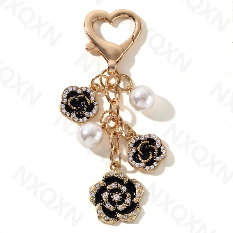 Pretty Flower Preal Enamel Keychain Plant Elegant Key Ring For Women Girls Friendship Gift Decoration Handmade DIY Jewelry Set