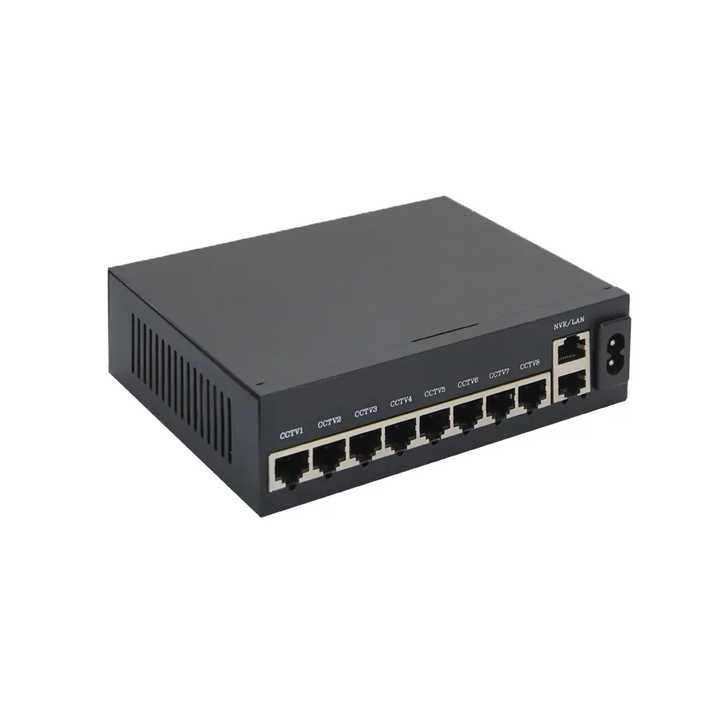 Gran oferta, 8 puertos Poe, 2 puertos, enlace ascendente, 100M y conmutador POE Ethernet 48V no administrado Gigabit