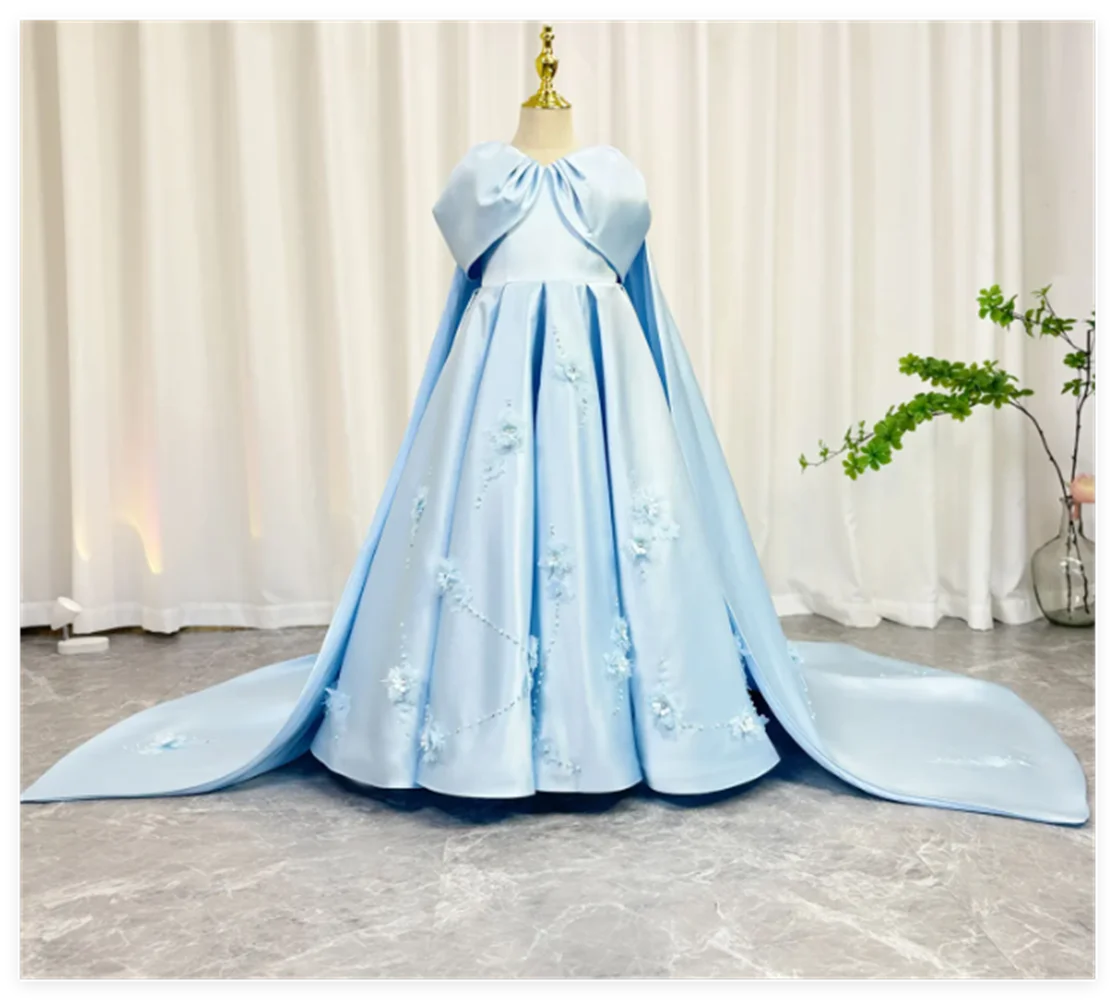 

Girl Dress Handmade Flowers Kids Princess Birthday Wedding Party Children Holy Communion Gown