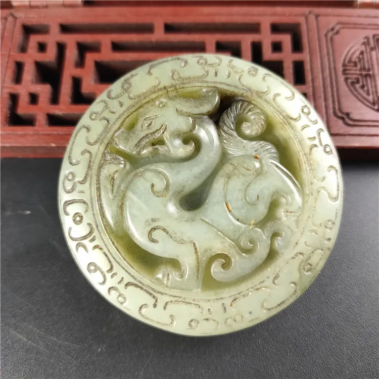 Natural Jade Carving Chinese Zodiac Dragon Handmade Collection Pendant Carving Mascot Gift Deco