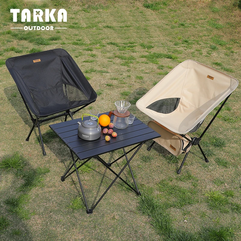 TARKA 초경량 접이식 캠핑 의자 세트 - 정원 피크닉 해변 낚시용 휴대용 백패킹 문 체어