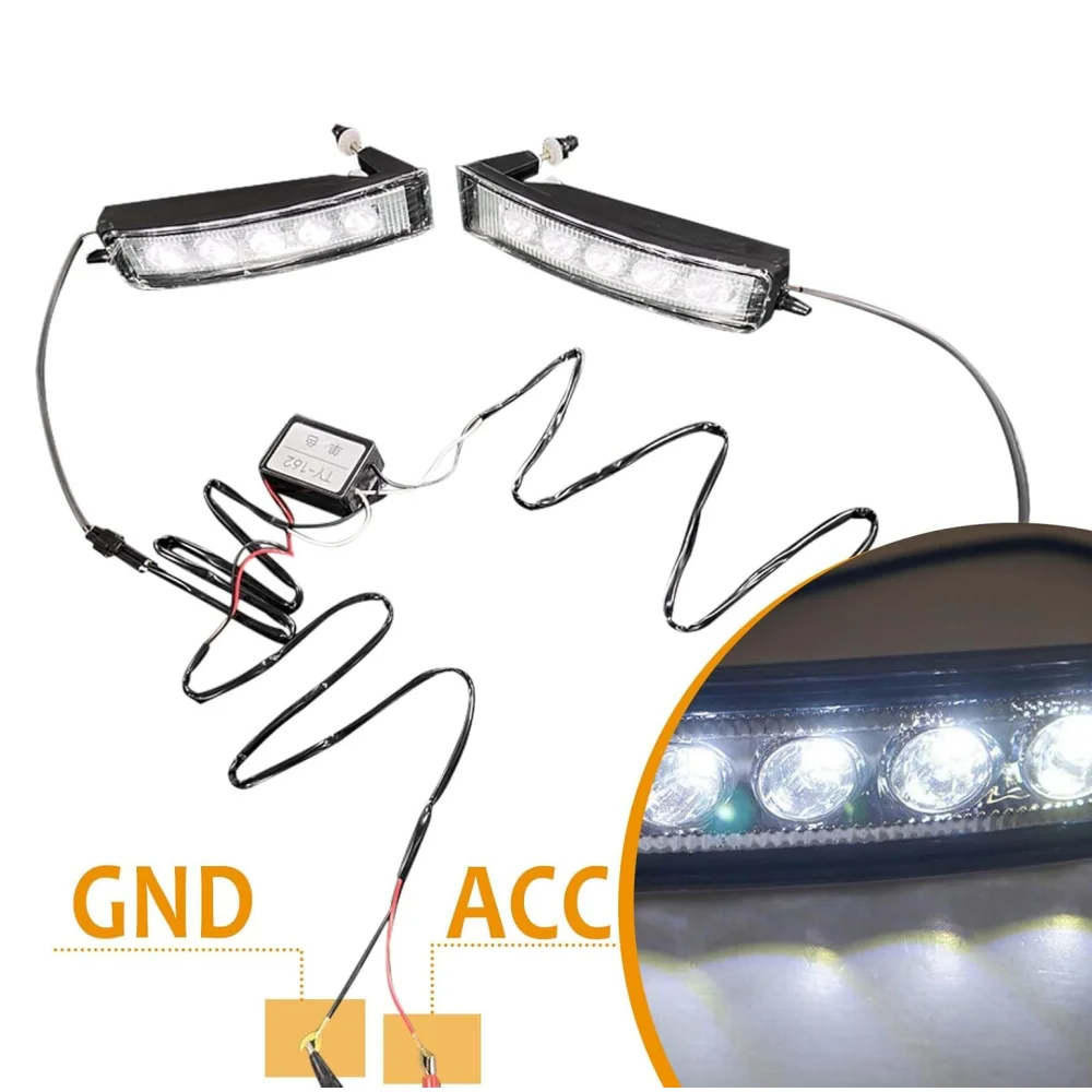 Front Bumper Running LED Light Clear Lens 2Pcs LH+RH Replacement Kit with Led Bulb and Wiring Harness for 2003-2007 Scion XB