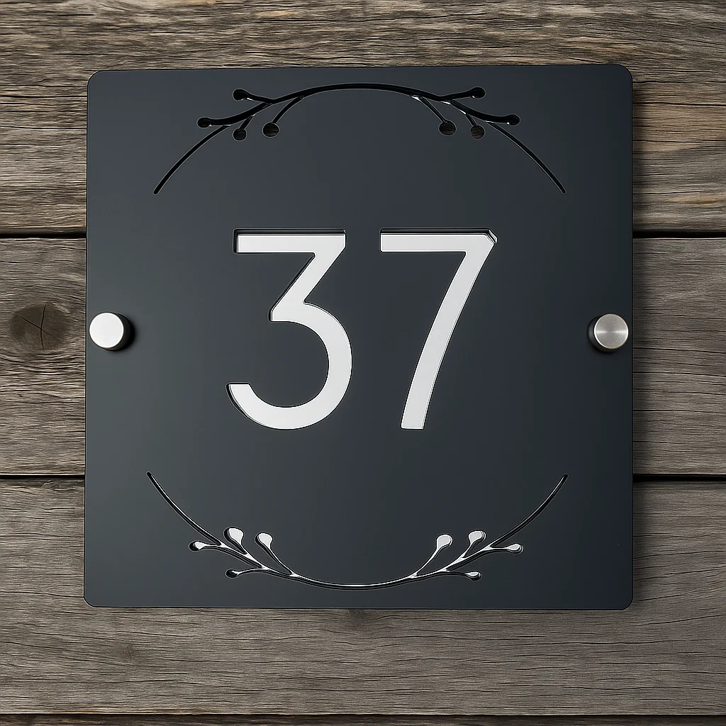 

Современная персонализированная лазерная резка, акриловая вывеска с номером дома, адресная табличка, 3D цветочная вилла, уличная настенная вывеска, уличная тарелка, домашний декор