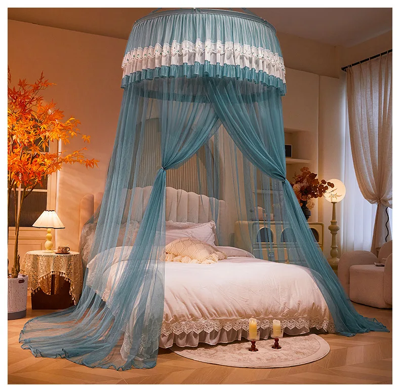 Latest Princess Canopy Mosquito Net Curtain Bedding Romantic Round Dome Tent Easy Installation for Home Decor Single Door