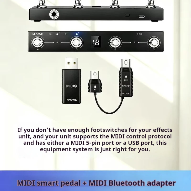 M‑Vave Wireless Bluetooth Midi Foot Controller 4 Footswitch Smart Pedal For Electric Guitar Effect Processor Stompbox