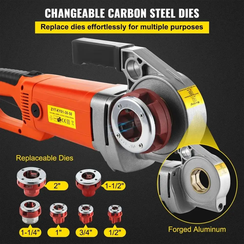 Elektrischer Rohr einfädler, 2300w Rohr gewinde maschine mit 6 Matrizen 1/4 "-2", 1/2 V Handrohr einfädel maschine mit Kupfer