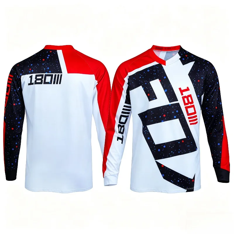 Unisex Motocross Inspired Long Sleeve Jersey 3D Print Star Speckle Graphic Breathable Quick Dry Riding Sports Top Adults Kids