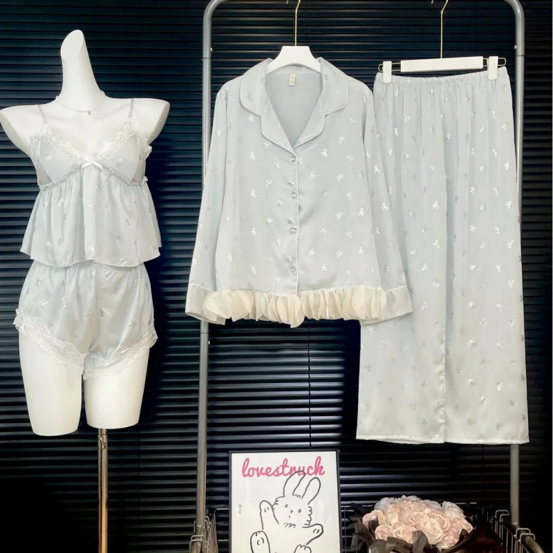 ensemble-de-pyjamas-4-pieces-pour-femme-nouveau-style-chinois-jacquard-tenue-de-nuit-printemps-ete-pyjama-en-soie-glacee-vetements-d'interieur-lingerie