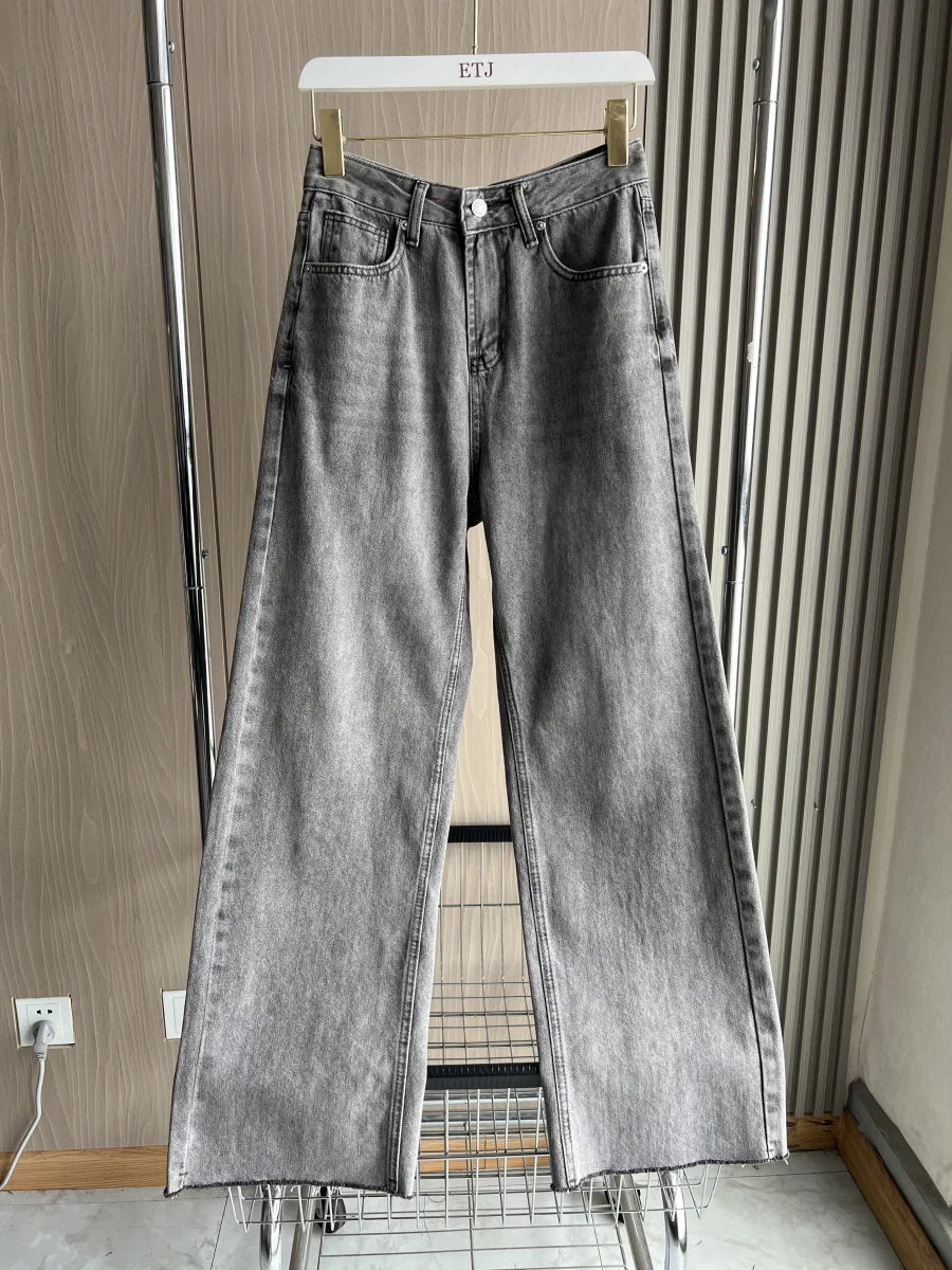LIBIELIY Wide-leg High-waisted Jeans Women's Classic Everything With Five Pockets Washed Soft Comfortable Ultra-long Jeans604502