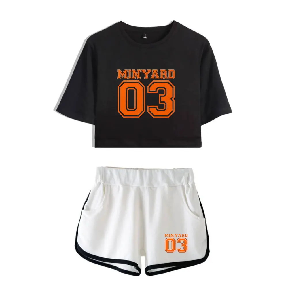 Casual Minyard 03 Two Piece Sets The Foxhole Court Logo Cool Shorts+short Sleeve T-shirt  New Women Summer sets Girl Clothes