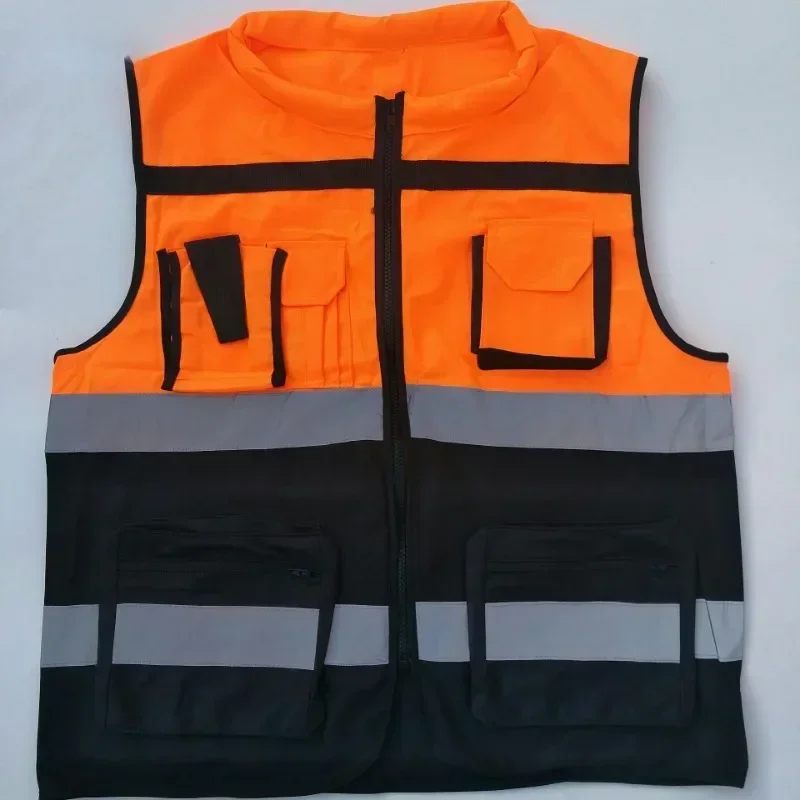 High Visibility Security Reflective Vest Pockets Design Reflective Vest Outdoor Traffic Safety Cycling Wear