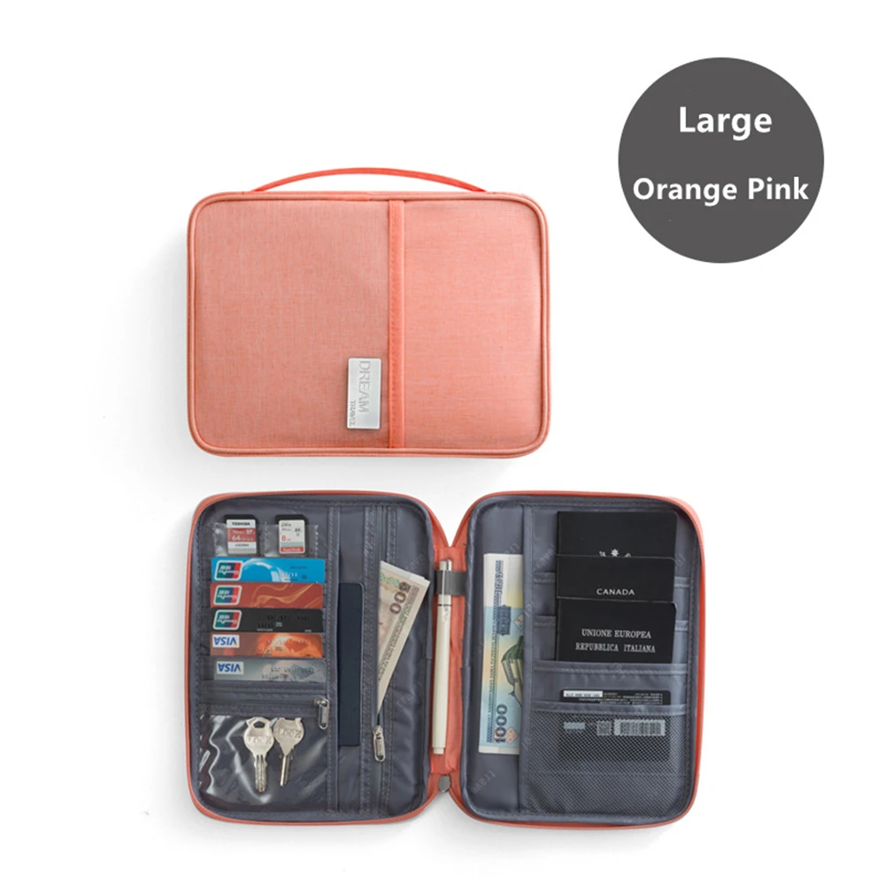 Waterproof Passport Holder Bag Travel Credit Card Wallets Organizer Multi-function Document Bag Large Portable Clutch Pruss