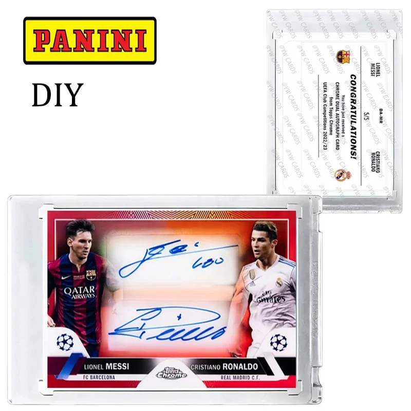 Panini Homemade Star DIY-Karte Messi Ronaldo signierte Sammelkarte Weihnachten Geburtstagsgeschenk Fußball Brettspiele rundherum