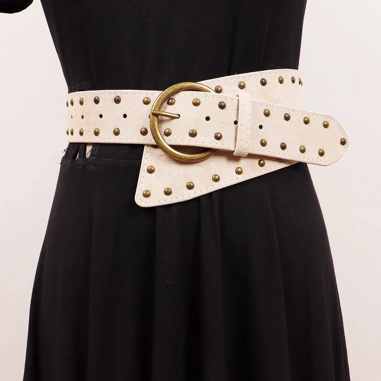 المرأة فو الجلد المدبوغ برشام بولي Leather الجلود الشرير فستان Cummerbunds الكورسيهات حزام أحزمة الديكور واسعة حزام R3066