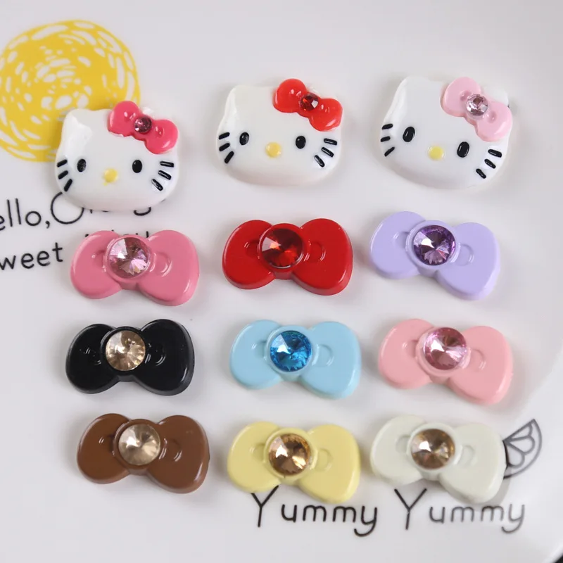

10pcs Hello Kitty Accessories Cute Bow Anime Cartoon Women's Phone Case Clothes Shoe Bag DIY Doll Material Kawaii Gift Wholesale