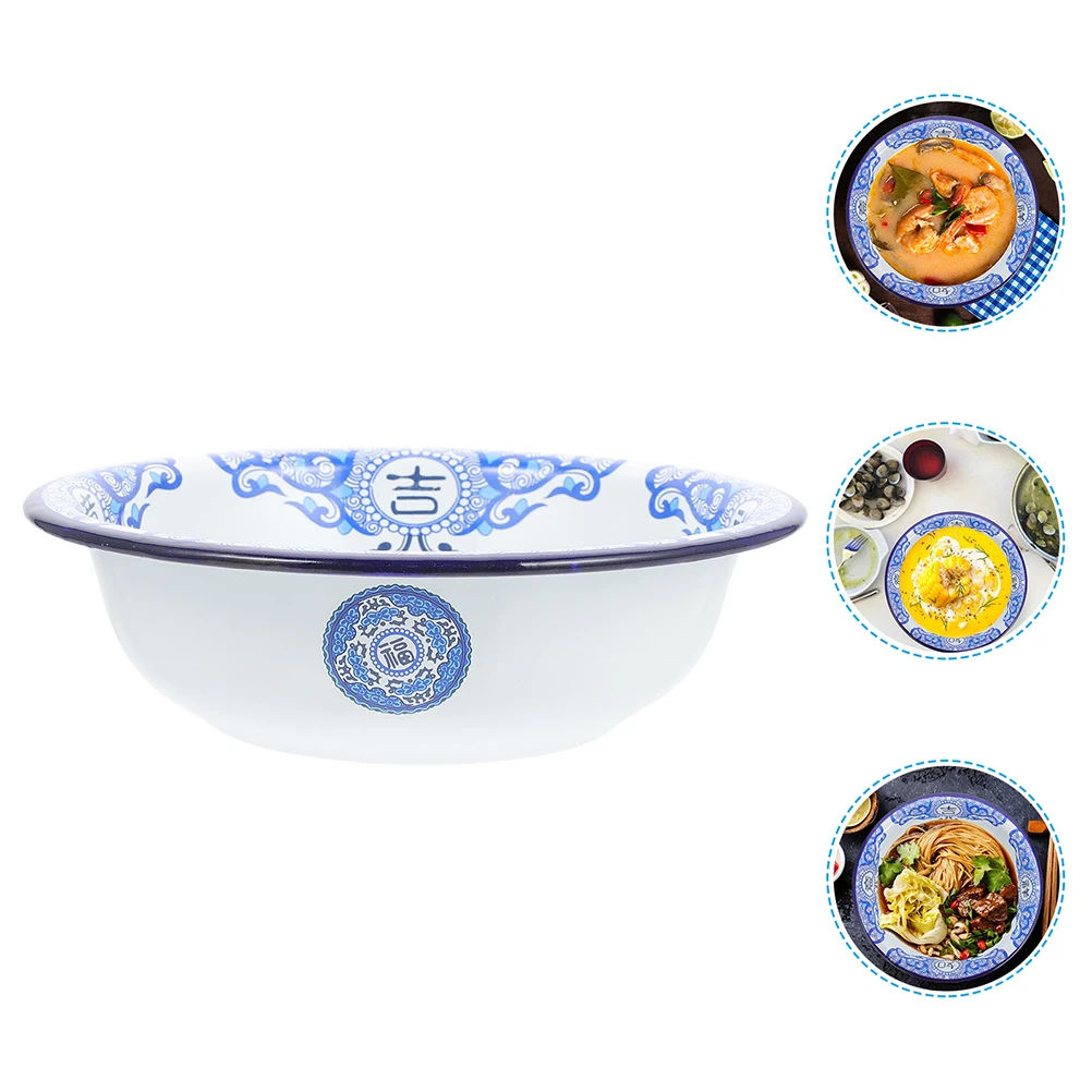 

Enamel Basin Salad Bowls Wash Enamelware Vintage Mixing Decorative Serving Soup Porcelain