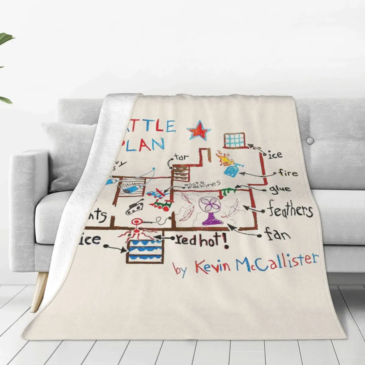 Home Alone Movie Battle Plan Blanket Fleece All Season Multi-function Ultra-Soft Throw Blankets for Sofa Car Bedspread