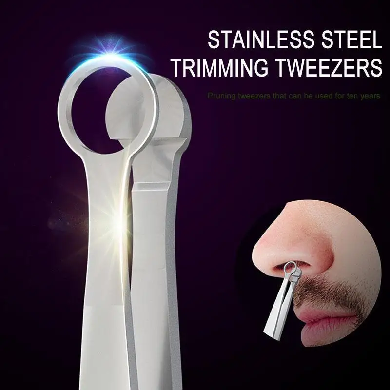 Universal Nose Hair Trimming Tweezers Stainless Steel Eyebrow Nose Hair Cut Manicure Facial Trimming Makeup Scissors Trimmer