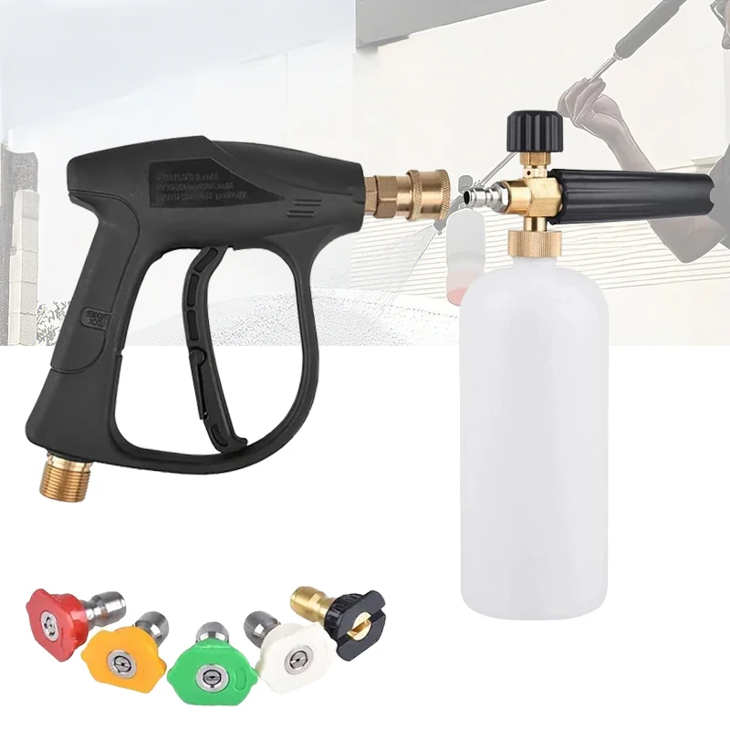 High Pressure Cleaning Foam gun Suit-M22-14 Interface Water Gun 1L Foam Cannon 5 Color Nozzles，Summer car wash tools