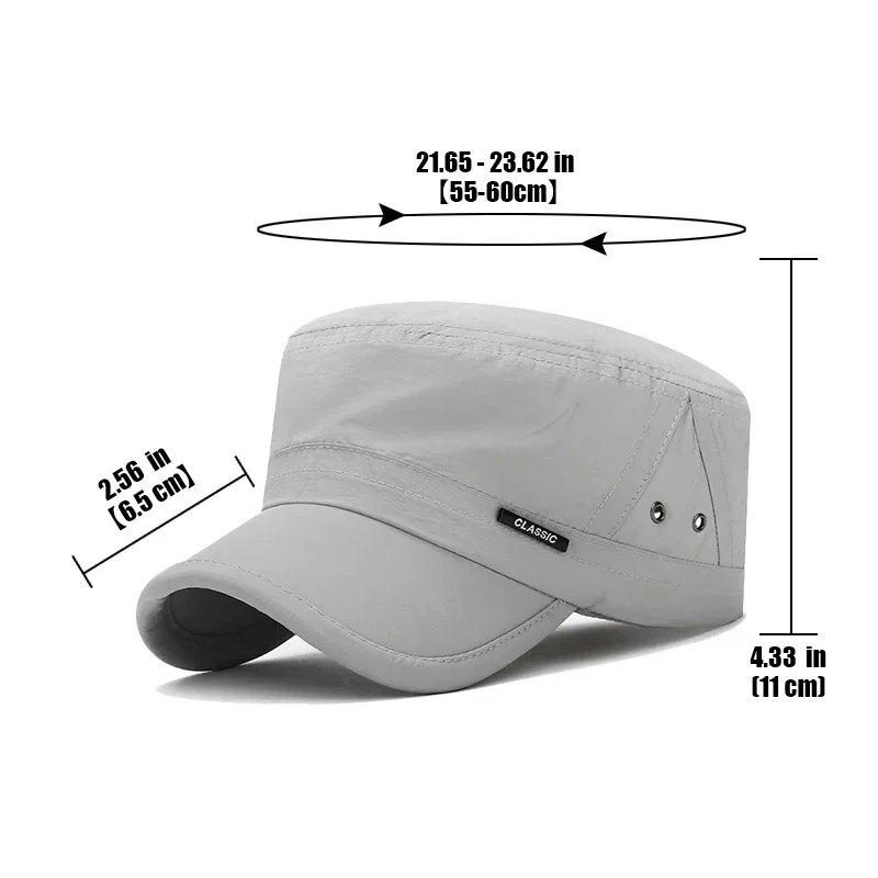 New Summer Mens Hat Quick-Drying Flat Hats Spring and Summer Sun Protection Hat Light Breathable Duckbill Cap