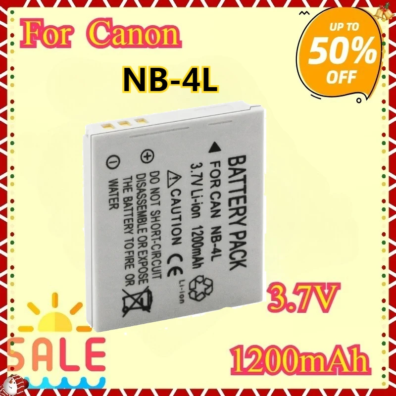 

For Canon IXUS 30 40 50 55 60 65 80 100 I20 110 115 120 130 IS 117 220 225 230 255 Batteries NB-4L NB 4L NB4L Battery 1200mah