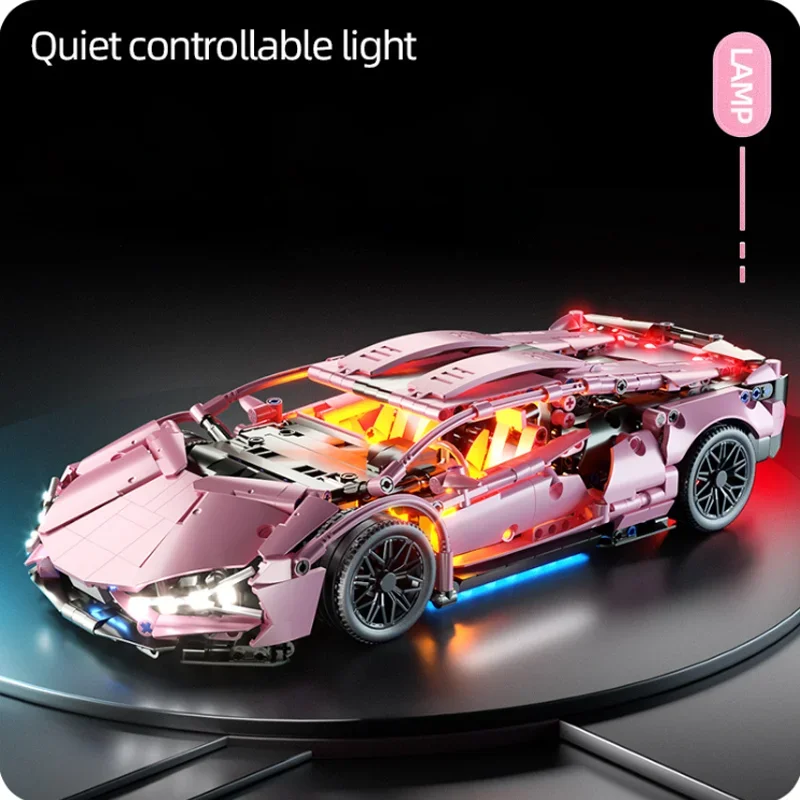 Sakura Pink Cyberpunks Hypercar Racing Sports Car Vehicle Sian Fkp37 Model Building Blocks Bricks Toys Gift Kid