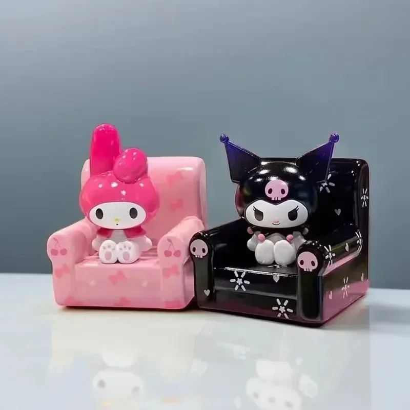 Sanrio Sitting Doll Series Blind Box Cute Sofa Cinnamoroll Kuromi Mymelody Mysterious Surprise Box Figure Model Toys Gifts