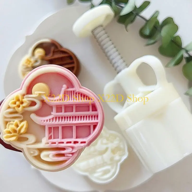 X22D Plastic Mooncakes Mold Practical Pastry Molds with Stamp for Baking Enthusiasts