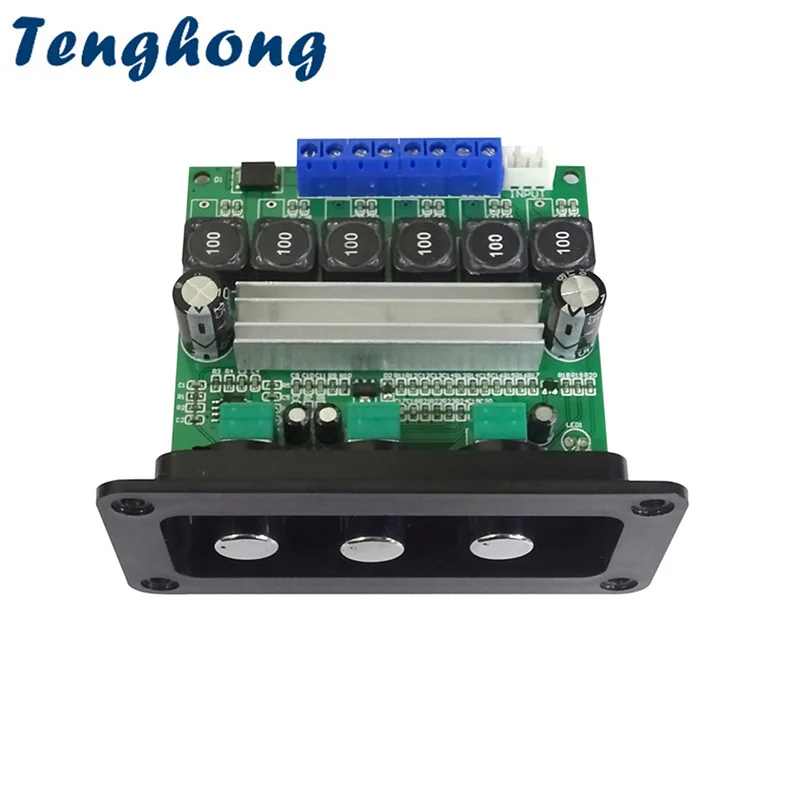 Tenghong 1 Uds 2,1 amplificador de Subwoofer Audio TPA3116D2 Placa de amplificador de sonido 2*50W + 100W amplificadores de potencia digitales con Panel