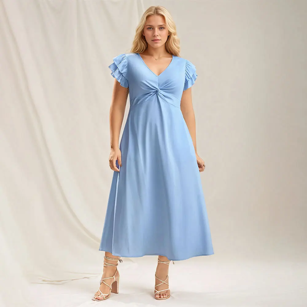 

Large Size Women's Sweet and Age-reducing Dress with Waist Cinching, Flesh Covering, Slimming and High-end Feel Long Skirt Y2k
