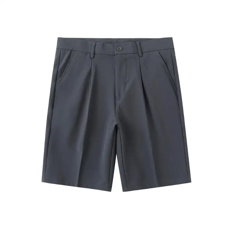 White Summer High Waist Short Pants Men's Fashion Wide Leg Thin Style Versatile Design Five-Point Suiting Casual Loose Fit